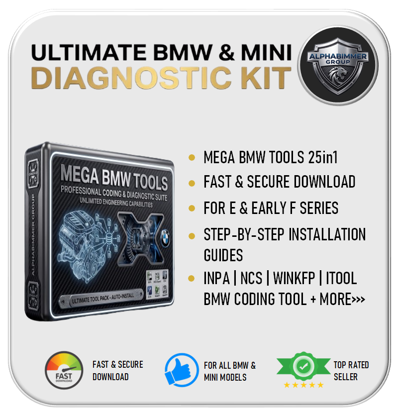 bmw mega tool pack 25 in 1 NCS Expert WINKFP TOOL32 INPA BMW CODING TOOL Coding FA VO advanced E series ultimate tool pack, itool radar download