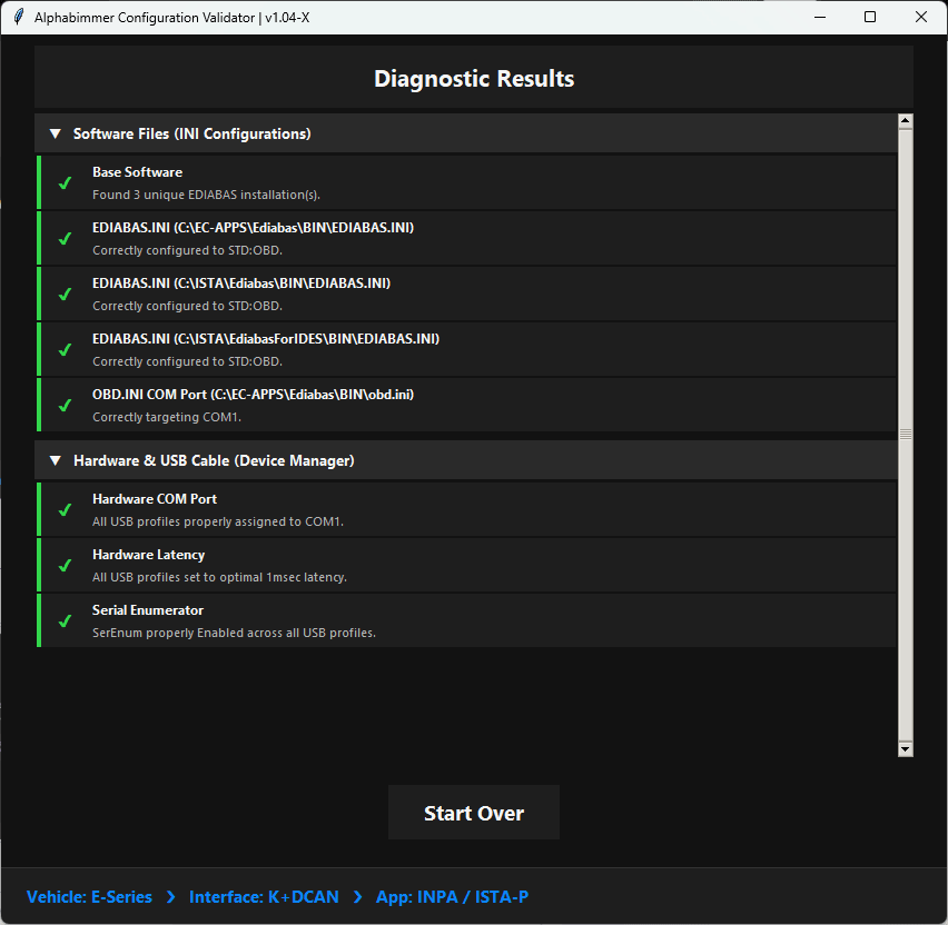 Alpha's Config Setup Validator v1.04-X - Alphabimmer - Automotive Diagnostic Tools