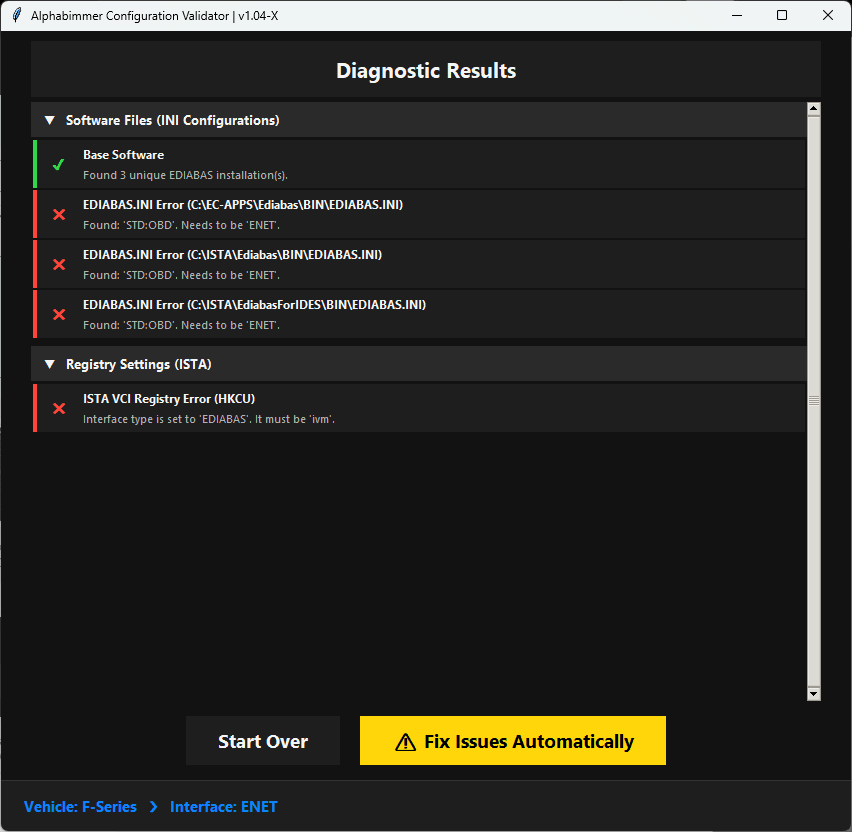 Alpha's Config Setup Validator v1.04-X - Alphabimmer - Automotive Diagnostic Tools