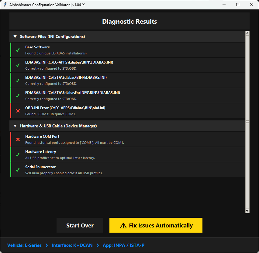 Alpha's Config Setup Validator v1.04-X - Alphabimmer - Automotive Diagnostic Tools