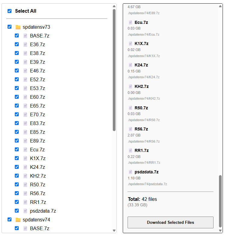 SP-DATEN v73 & v74 — BMW E-Series Programming Data Files